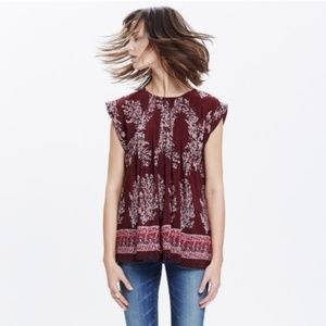 MADEWELL Silk Pleated Garden Top In Lassi Flower